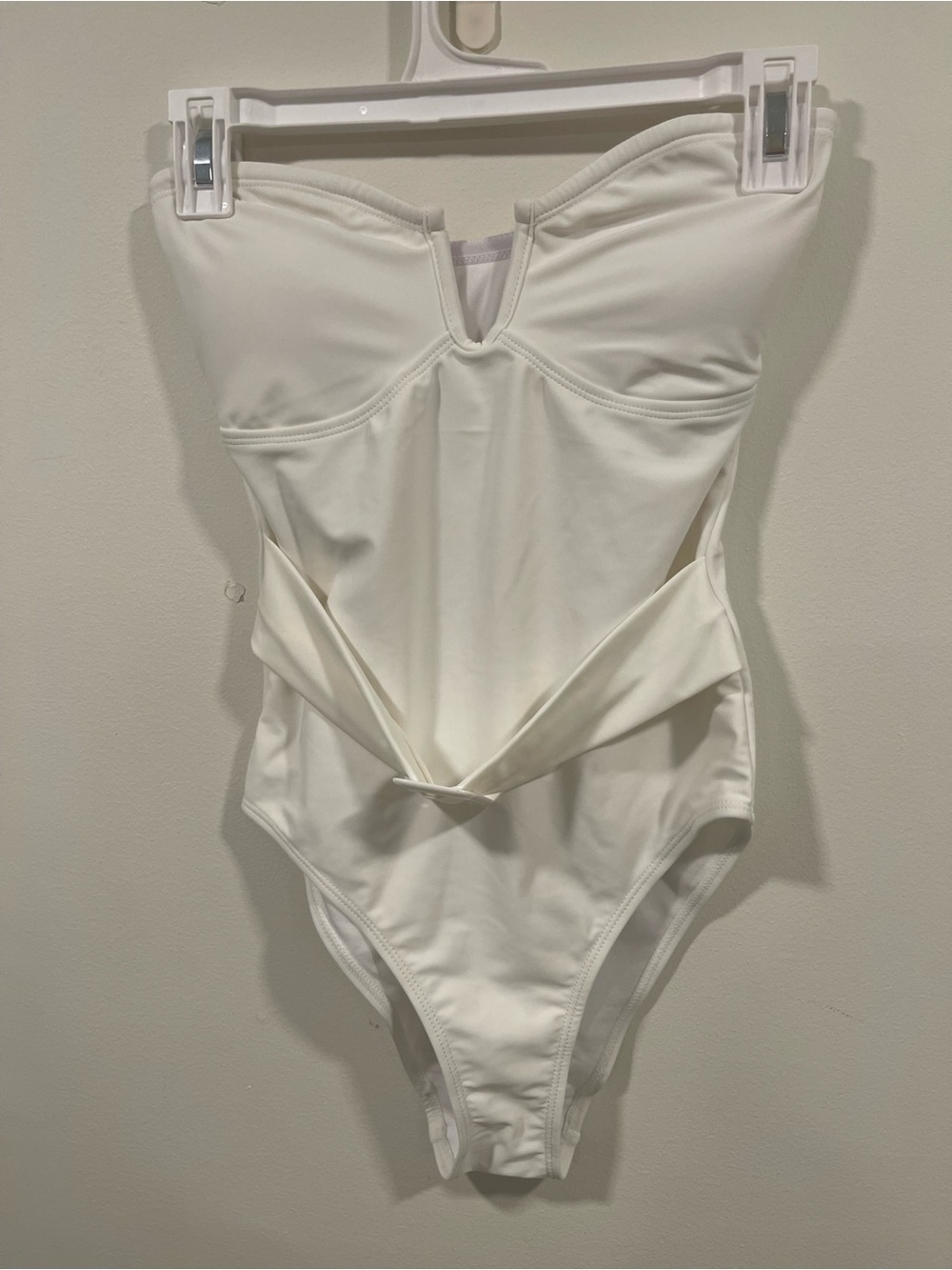 Vero Moda White Strapless One-Piece Swimwear with belt detail NWT